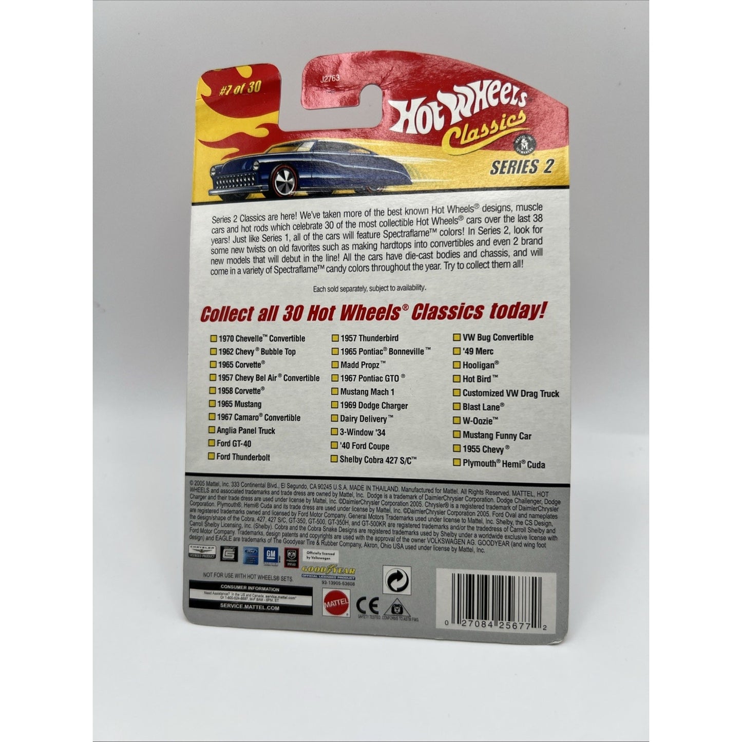 Hot Wheels Classic Series #2 1967 Camaro Convertible Hood Stripes Blue White