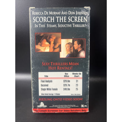 Guilty As Sin Vhs Demo Tape Full Length Screener Movie Film Rebecca De Mornay