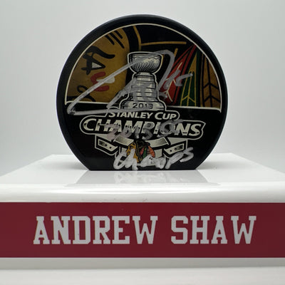 Andrew Shaw Chicago Blackhawks 2013 Cup Puck Signed SC Champs Autographed