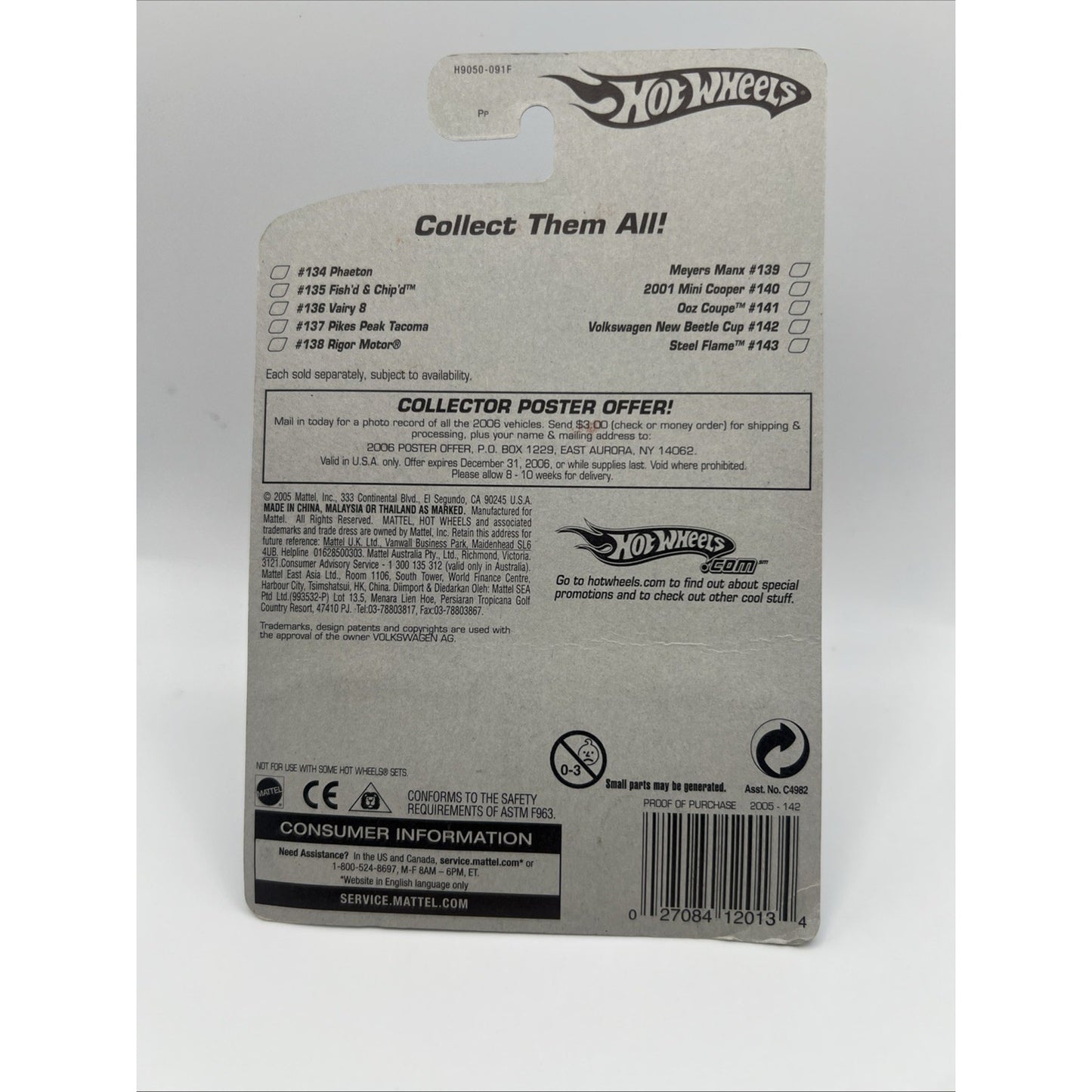 Hot Wheels Volkswagen New Beetle Cup Diecast Car #142 Gray Ultra Fast Wheels