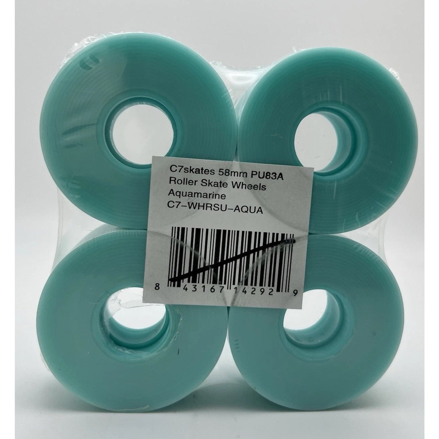 C7skates 58mm 83A Premium Quad Roller Skate Wheels Aquamarine Blue Set of 4 New