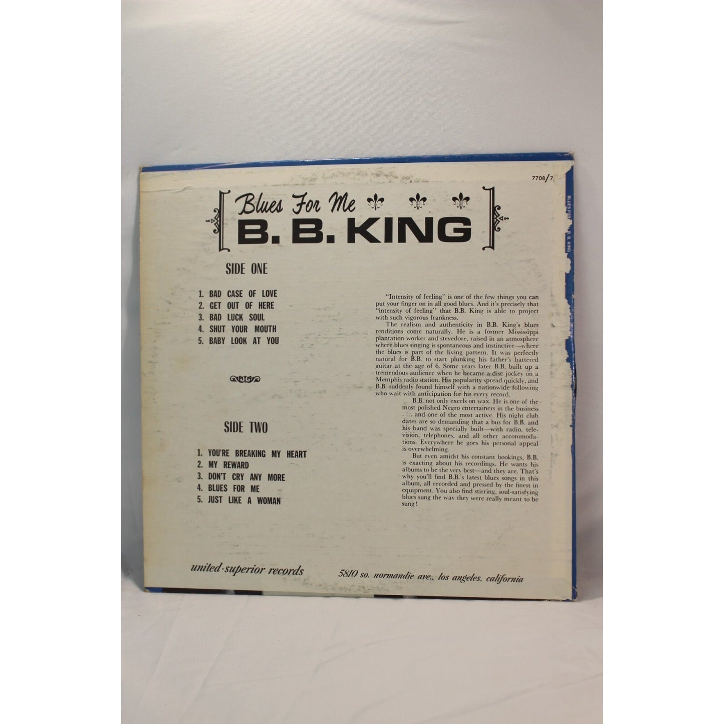 B.B. King Blues For Me Record Audio Tested Video Music Album Used