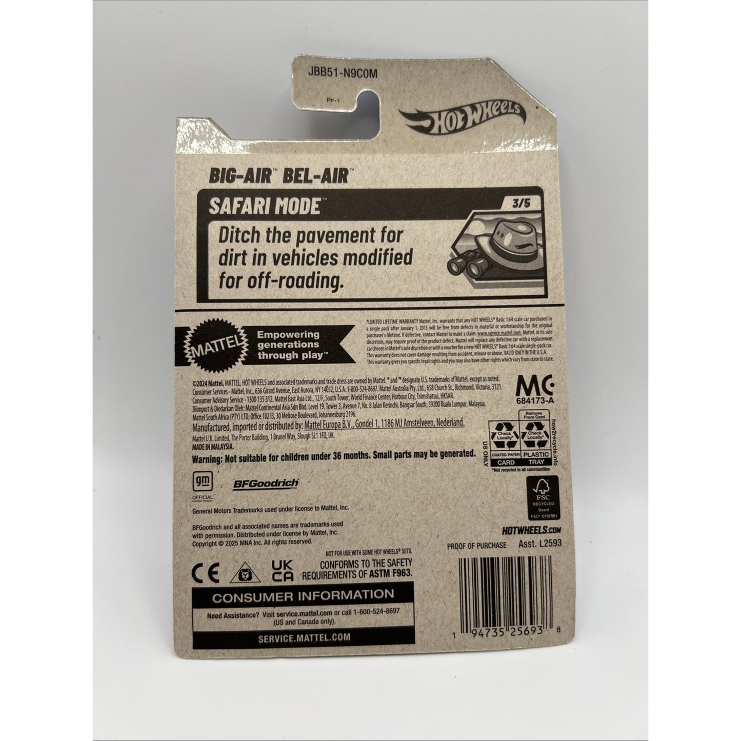 Hot Wheels 2025 Case M Big-Air Bel-Air Safari Mode Blue Off Road Truck