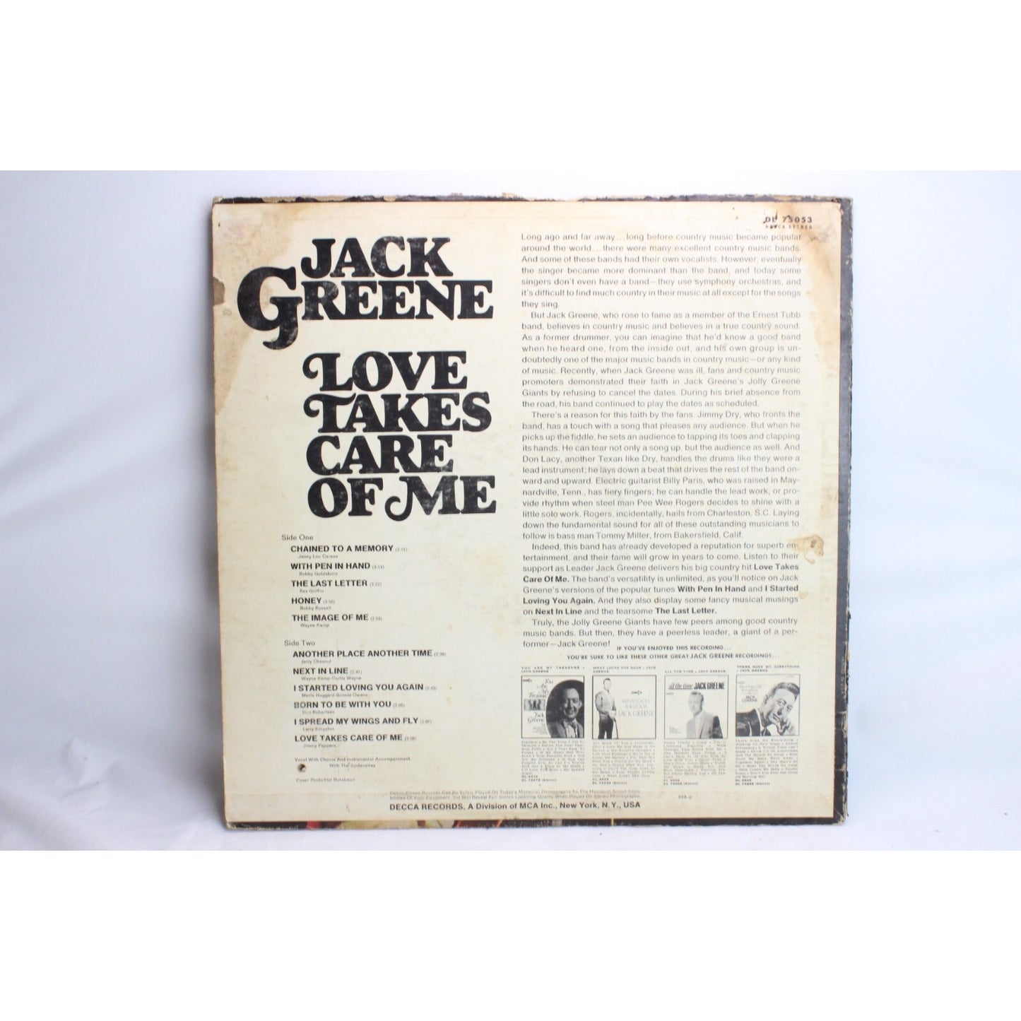 Jack Greene Love Takes Care Of Me Vinyl Record Tested Used