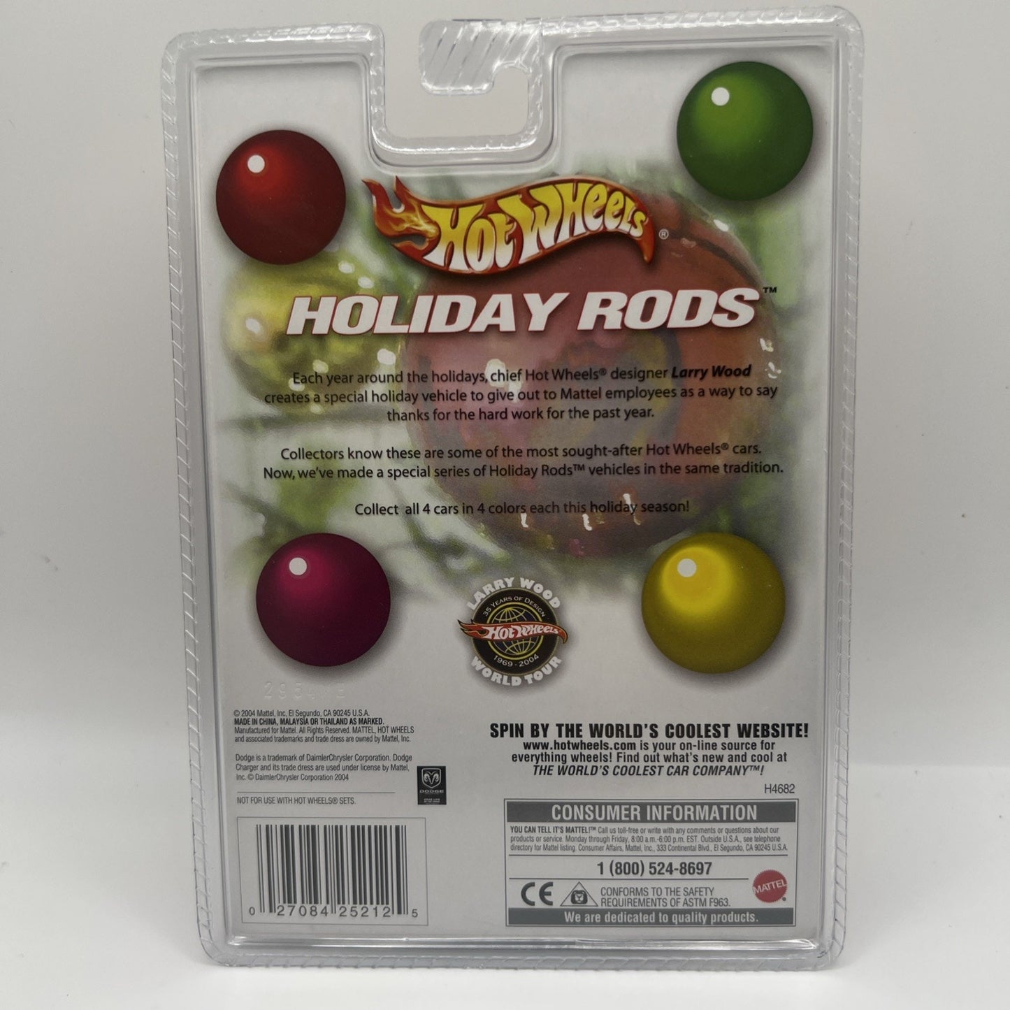 Hot Wheels 2004 Holiday Rods Series White Green 1967 Dodge Charger 67 Larry Wood