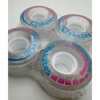 C7skates 58mm 83A Premium Quad Roller Skate Wheels Wonderland Clear Set of 4 New