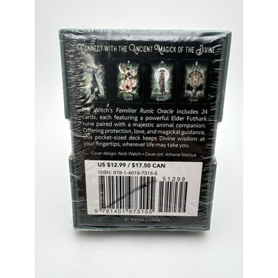 Witch’s Familiar Runic Oracle 24 card Deck and Guide Cards by Noctua Athene New