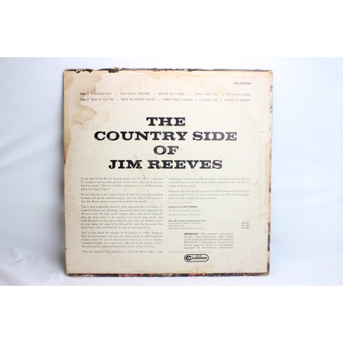 The Country Side Of Jim Reeves Vinyl Record Tested Used