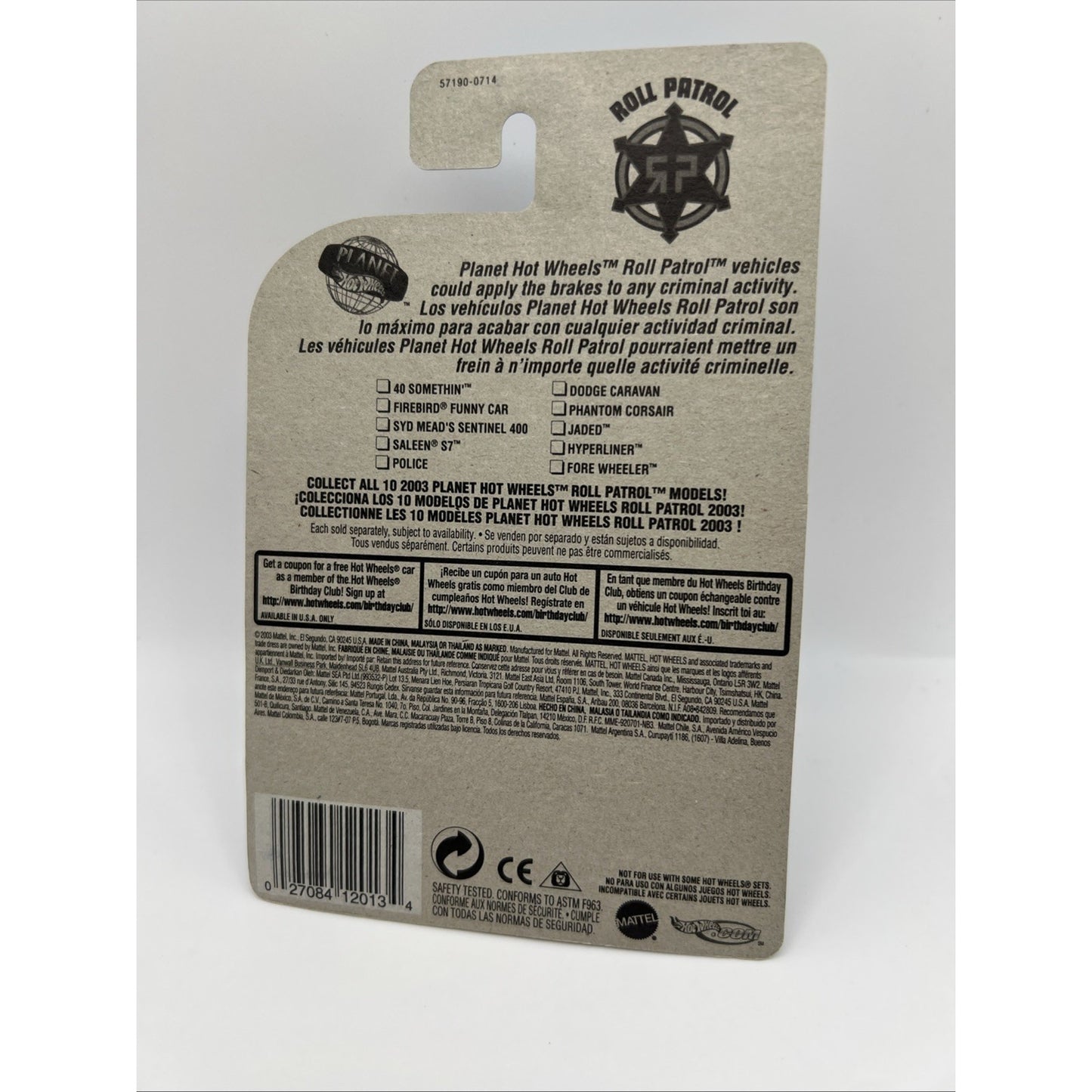 2003 Hot Wheels Swat Roll Patrol Squad Van Can Truck 9/10 Hyperliner 208 New