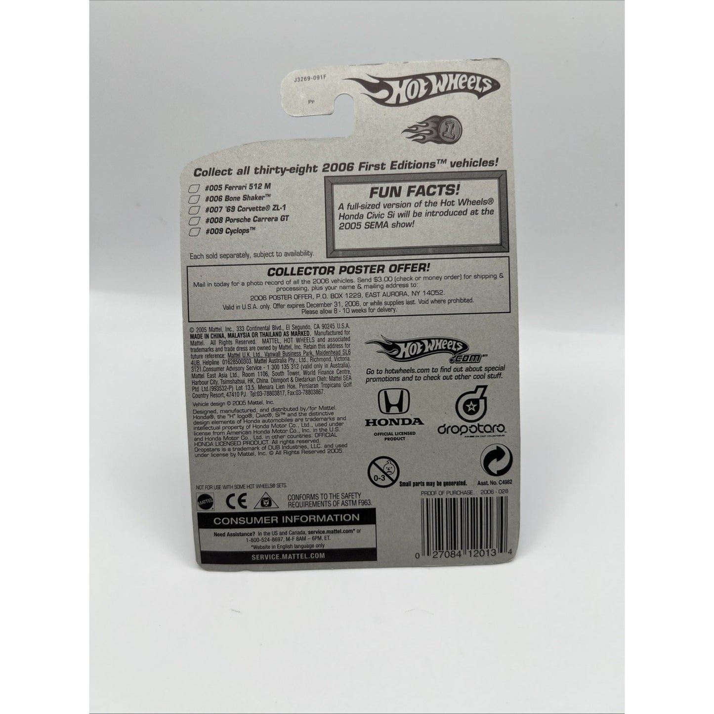 Hot Wheels 2006 First Editions #28/38 Green Honda Civic Si JDM Ultrafast Wheels