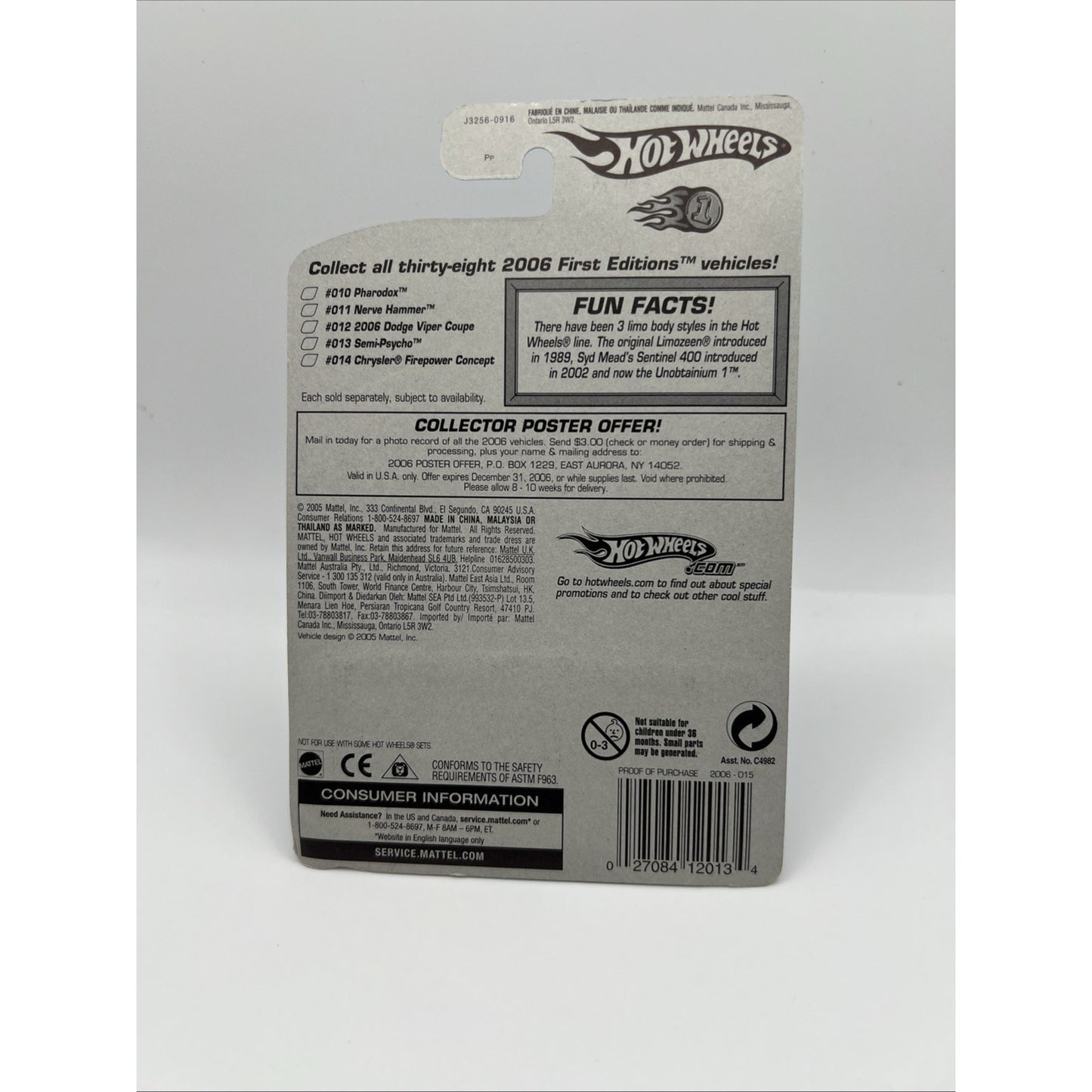 Hot Wheels 2006 First Editions 15 of 38 Unobtainium I 15/38 2006 #015 Black