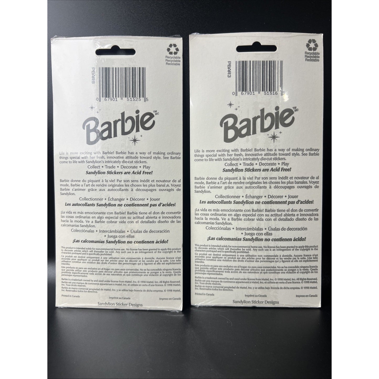 Vintage 1998 Barbie Sandylion Stickers Autocollants New Sealed Mattel Rare Set