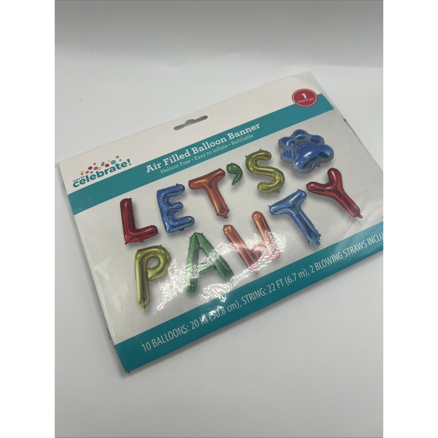 Pet Party Let's Pawty Party Balloon Banner 10 x 20 Balloons Celebrate Dog Puppy