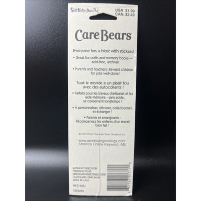 Vintage Sealed 2002 Stickety Doo Da Care Bears Sticker 3 Sheets Stickety Doo Da