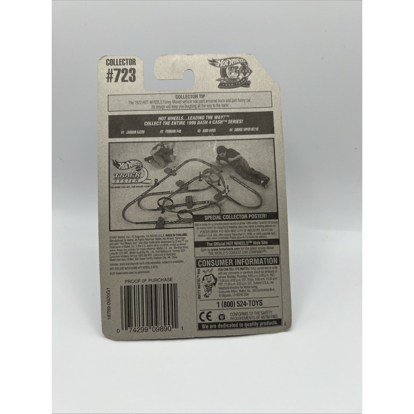 Hot Wheels 1998 Dash 4 Cash Series #723 Audi Avus Black Gold Race Car Die Cast