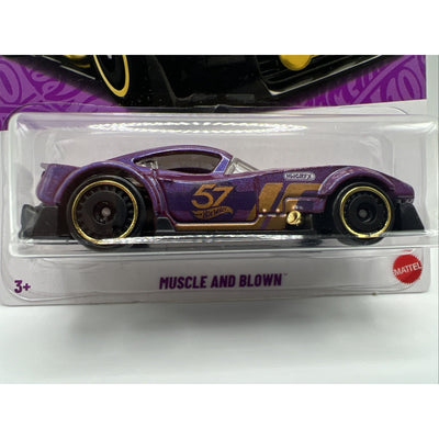 Hot Wheels 57th Anniversary Muscle And Blown #5 Purple Gold Race Car Model