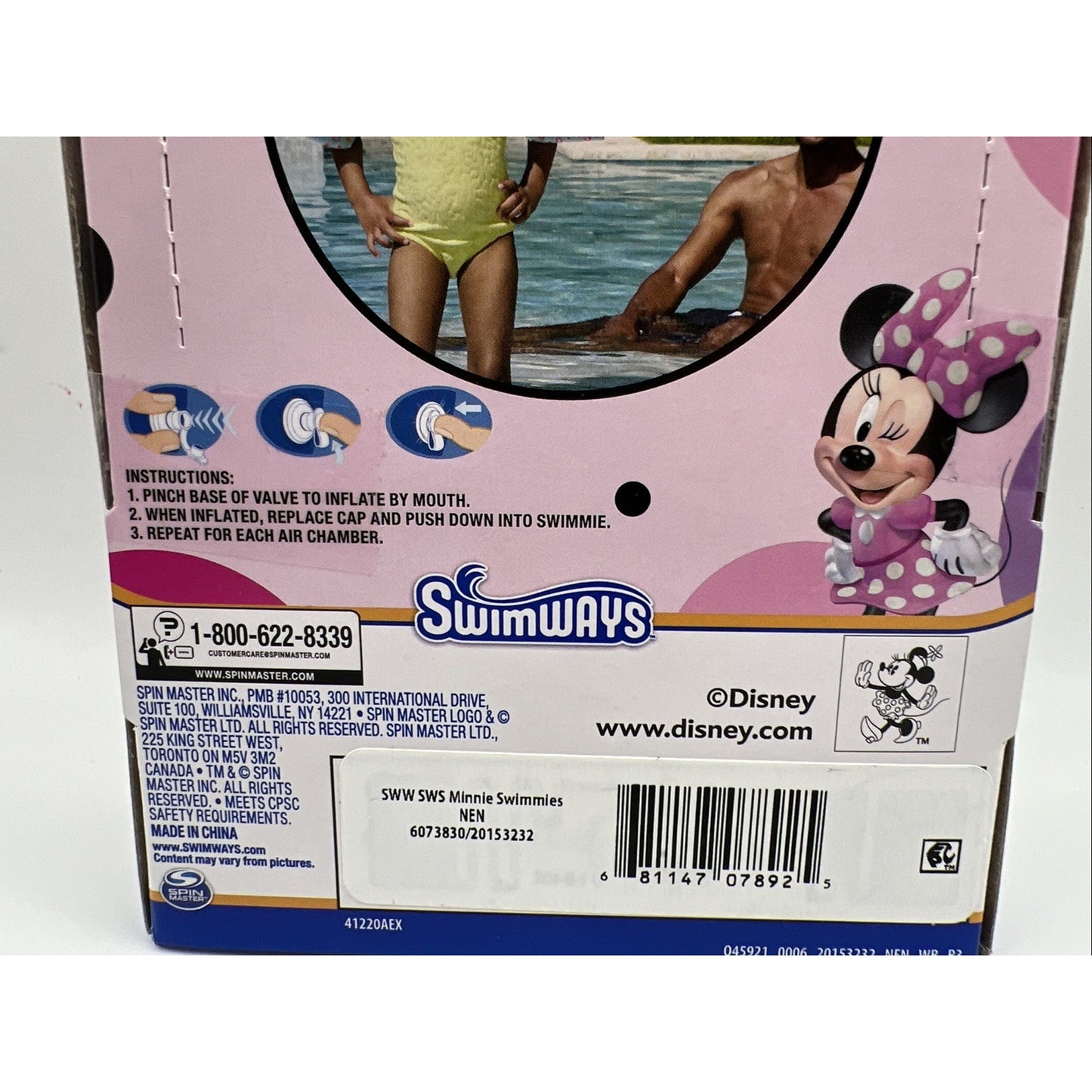 Swimways Disney Junior Minnie Floaties For Arms 3-5 Years New Pool Swim Help
