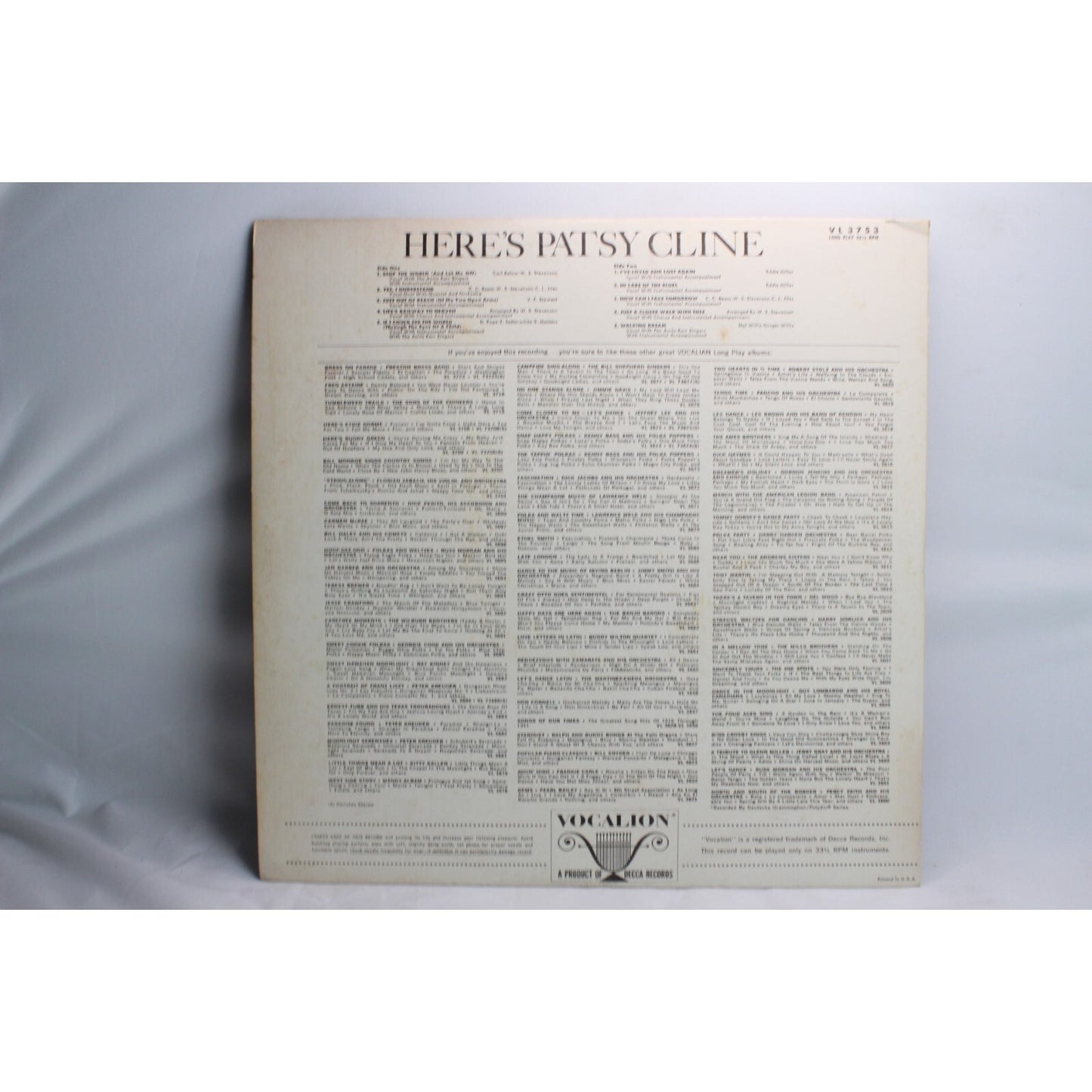 Here's Patsy Cline Vinyl Record Used