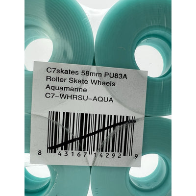 C7skates 58mm 83A Premium Quad Roller Skate Wheels Aquamarine Blue Set of 4 New
