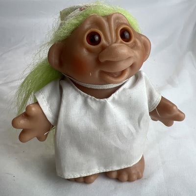 Vintage Dam Troll Doll Nurse Green Hair Brown Eyes 1986 Rare