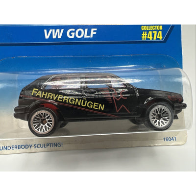 Hot Wheels VW Golf 1995 Mattel Fahrvergnugen Logo Black Toy Car #474 Volkswagen