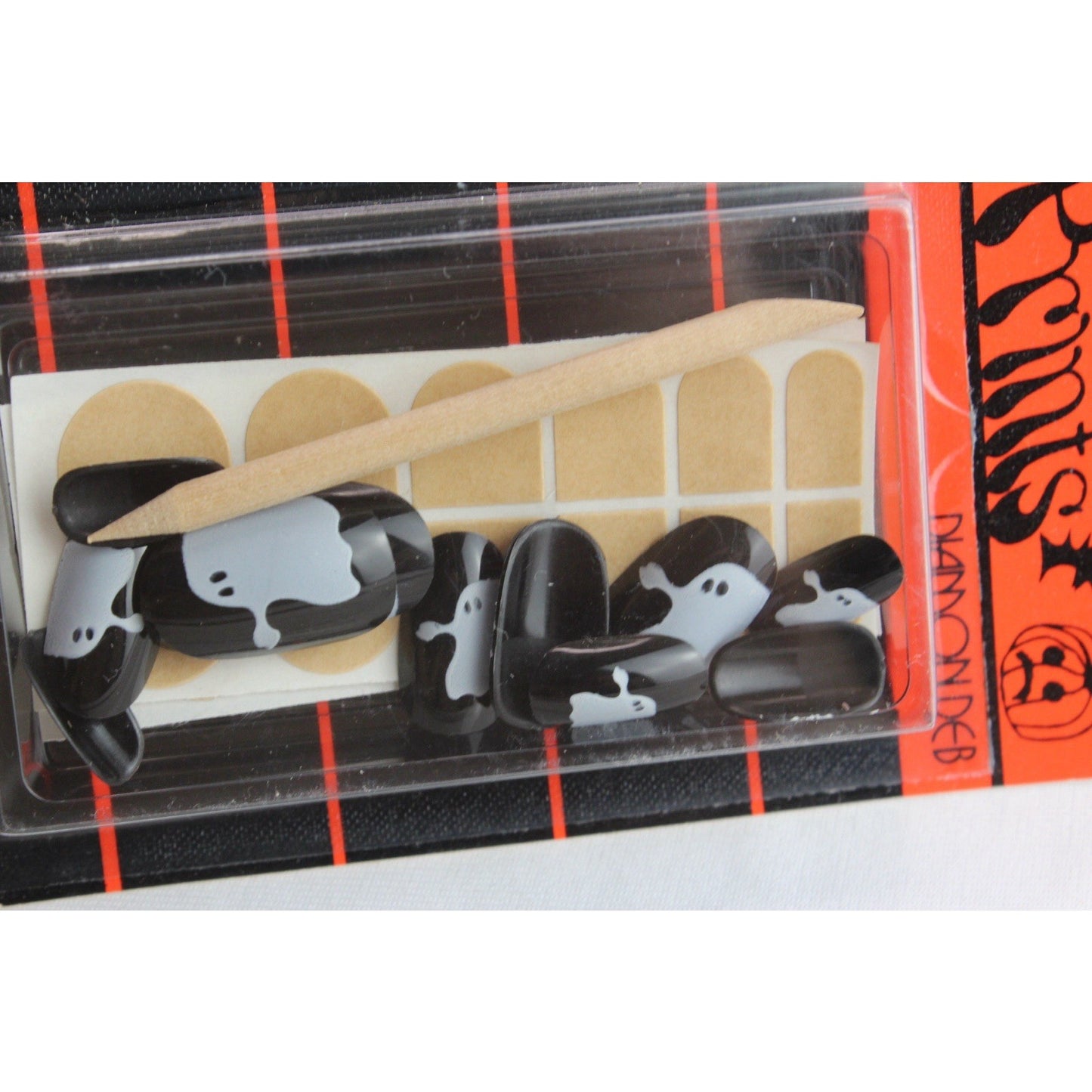 Diamon Deb Kurlash Halloween Press On Nails Vintage 1980s Black And White Ghost