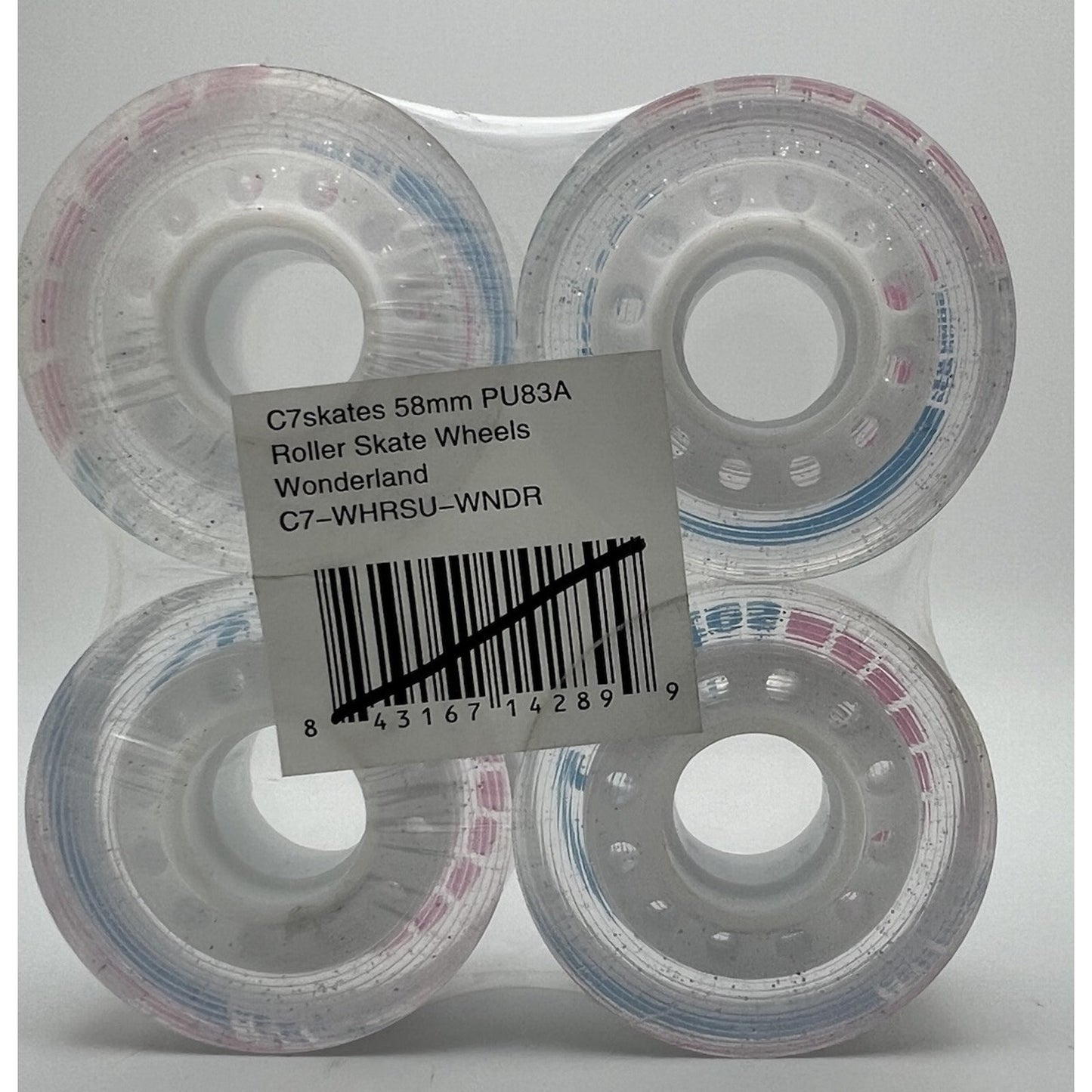 C7skates 58mm 83A Premium Quad Roller Skate Wheels Wonderland Clear Set of 4 New