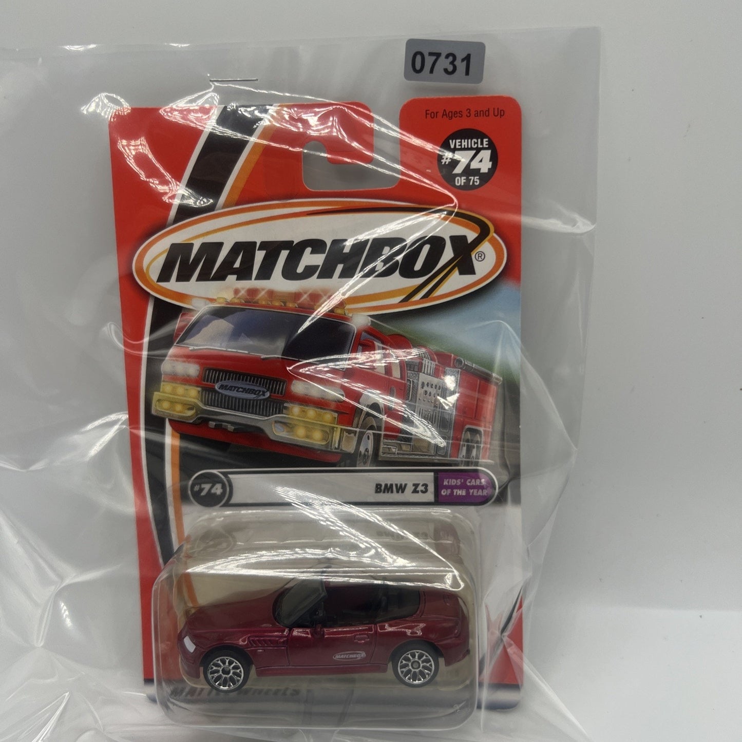 2001 Matchbox BMW Z3 #74 Kids Cars of the Year Series Red Convertible Rare Model
