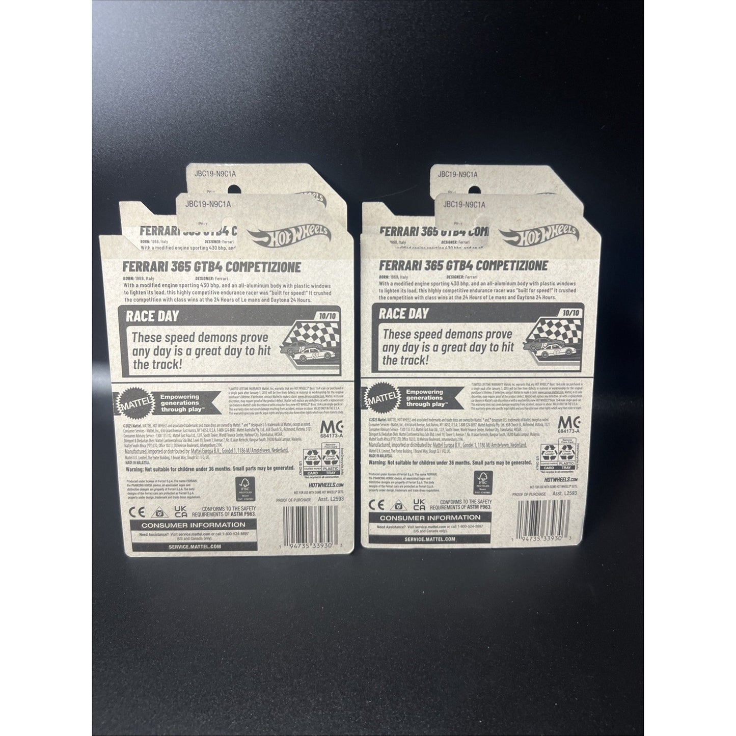 Lot Of 4 2025 Hot Wheels Ferrari 365 GTB4 Competizione 222/250 Yellow 4 Pack