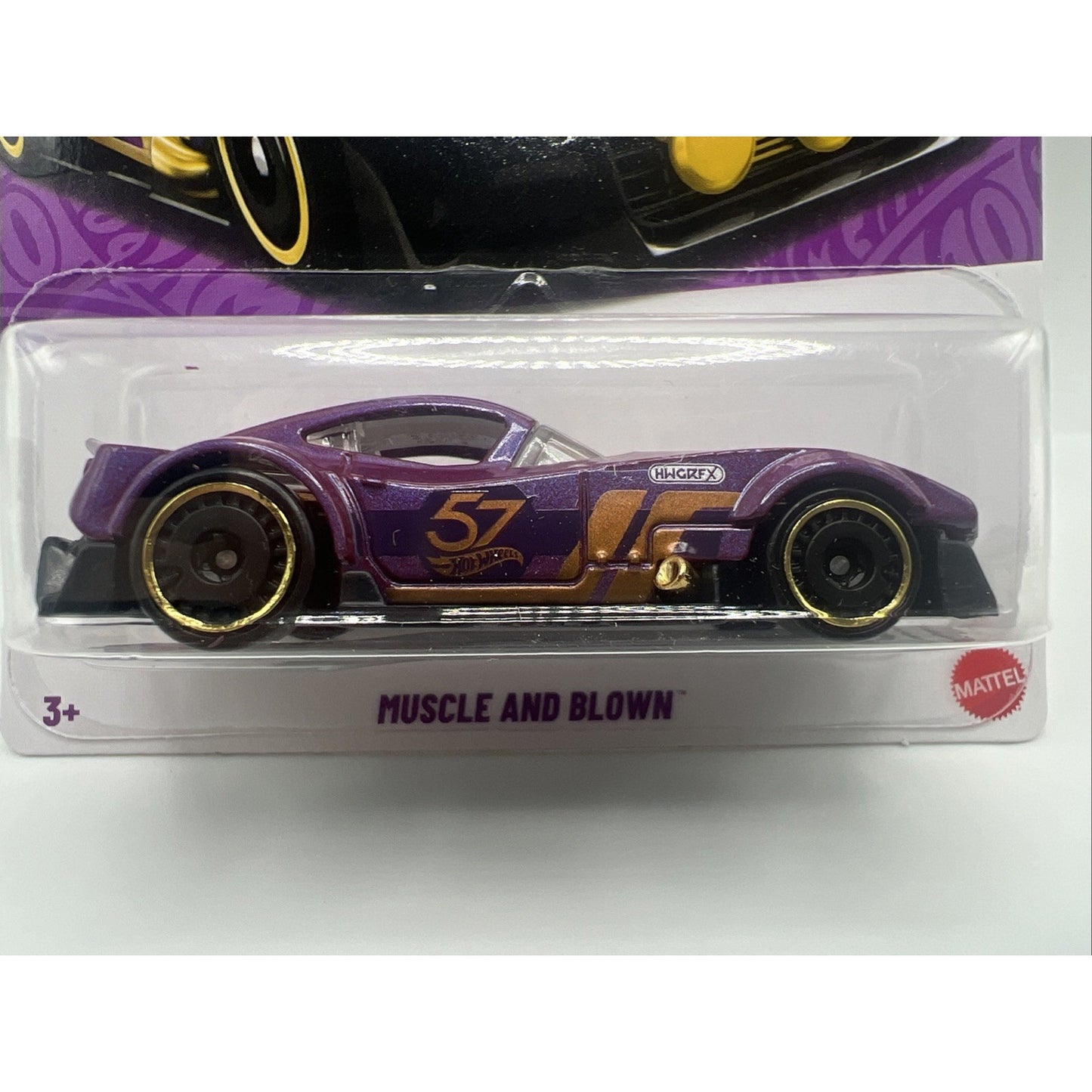 Hot Wheels 57th Anniversary Muscle And Blown #5 Purple Gold Race Car Model