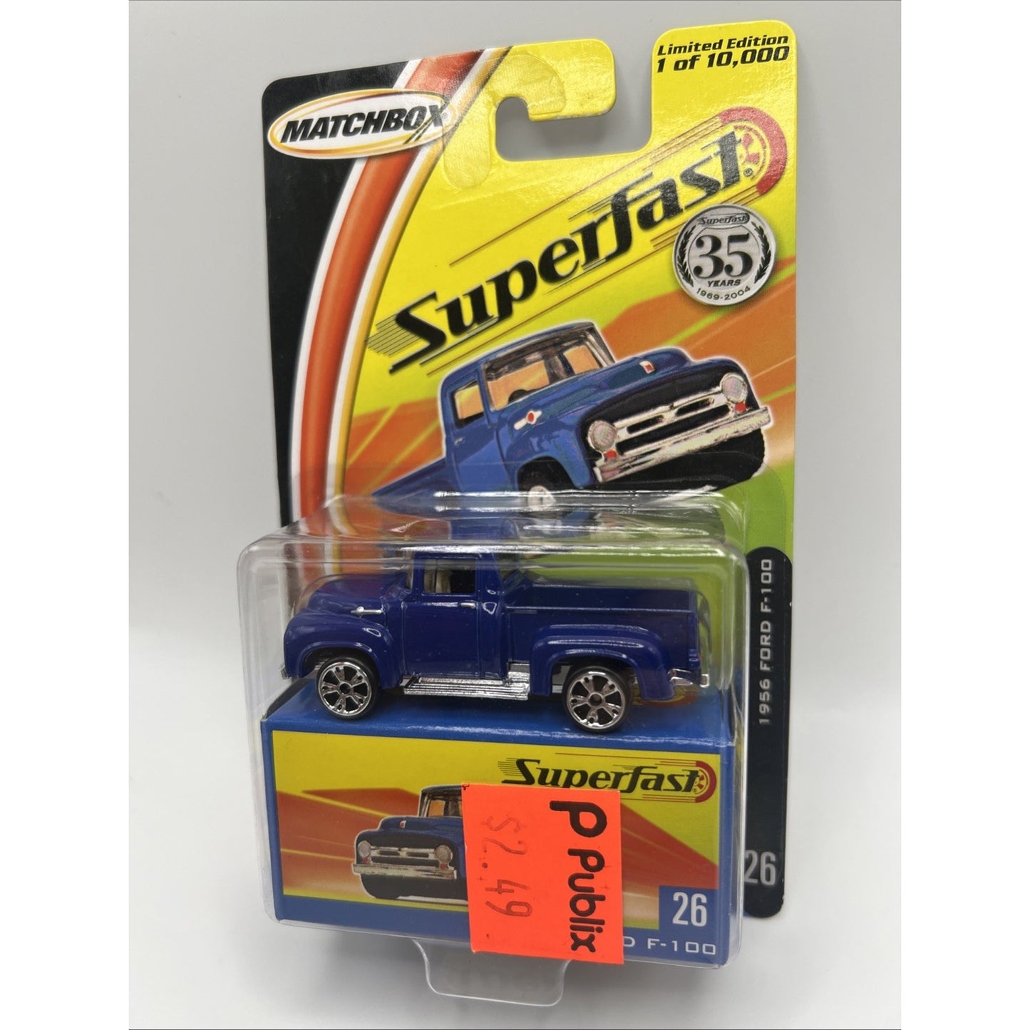 Matchbox 35th Superfast 1956 Ford F-100 2004 Mattel Blue Toy Truck #26