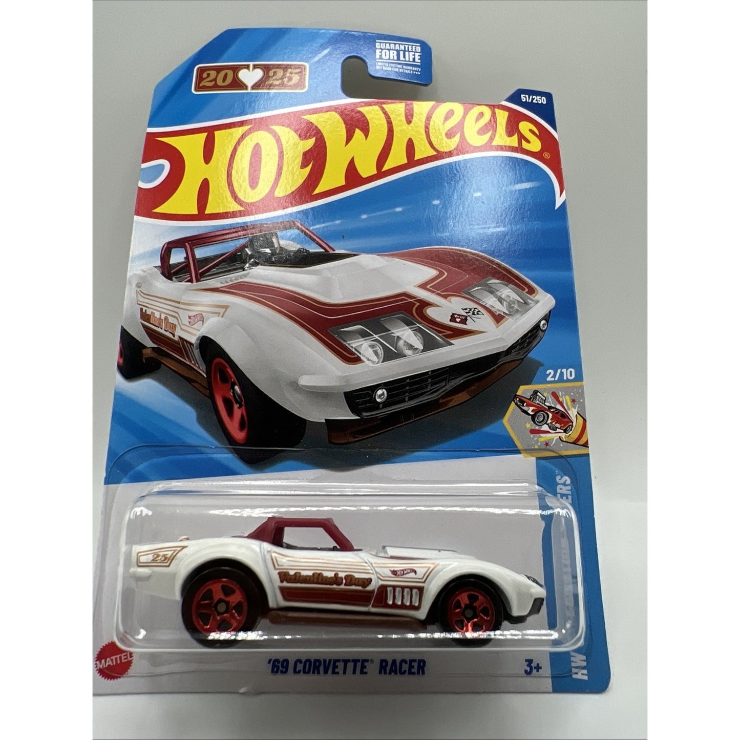 '69 Corvette Racer #51 Valentine's Day 2025 Hot Wheels 1969 Die Cast Race Car