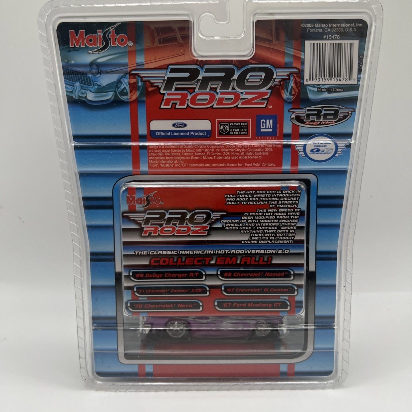 Maisto PRO RODZ 1:64 Diecast Car 1955 Chevy Nomad 2005 15478 Purple Flames