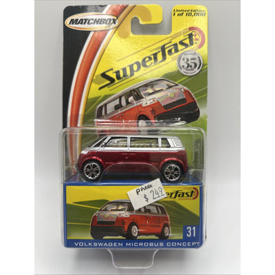 Matchbox 35th Anniversary Superfast #31 Volkswagen Micro Bus 1/64 Diecast Red
