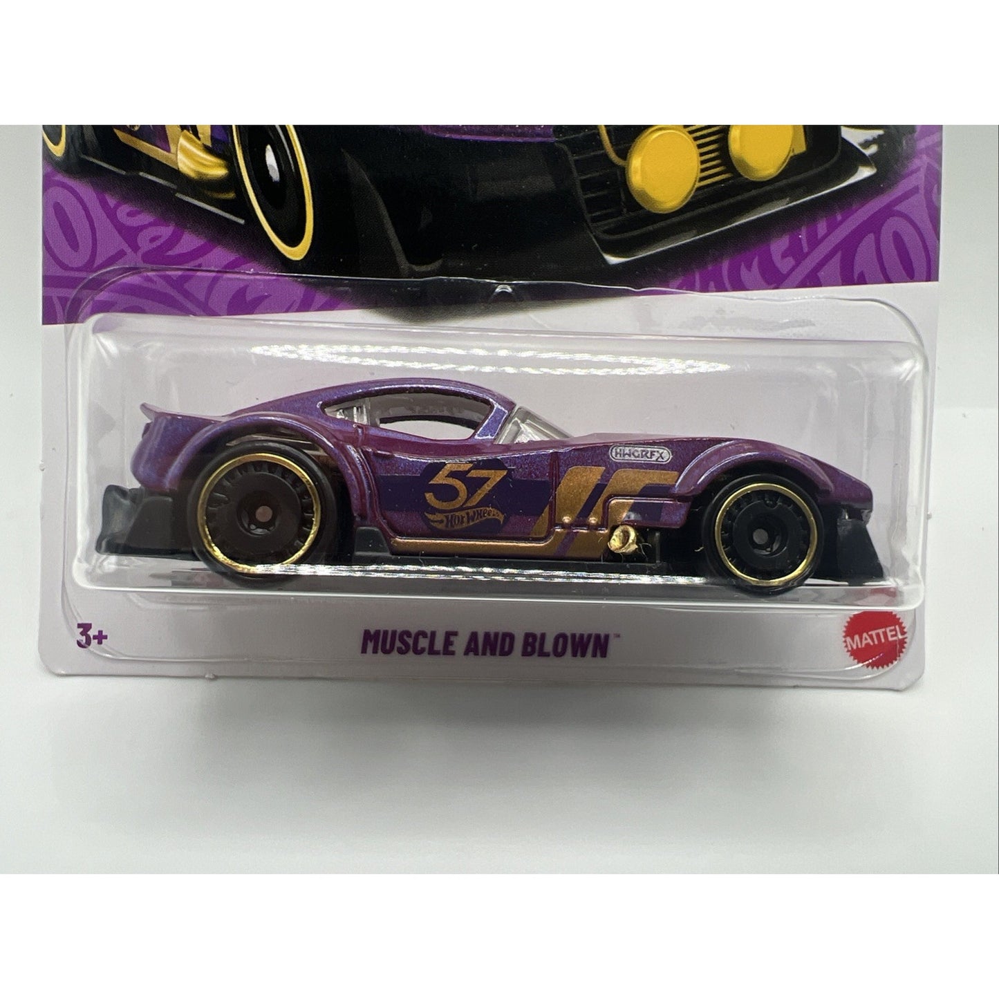 Hot Wheels 57th Anniversary Muscle And Blown #5 Purple Gold Race Car Model