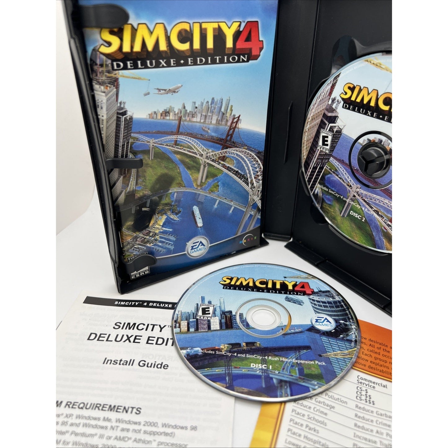 SimCity 4 Deluxe Edition (PC-CD, 2003) Big Box With Manuals And Case All Inserts
