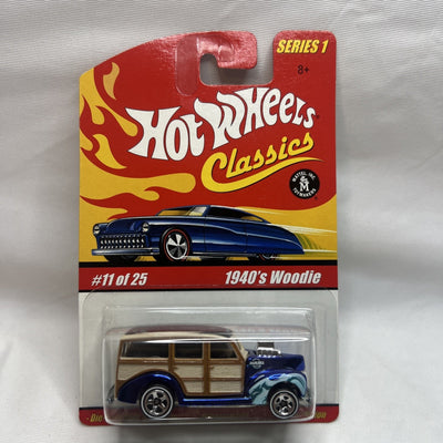 Hot Wheels 40 1940's Woodie Classics Direc Die cast Series 1 Blue Spectraflame