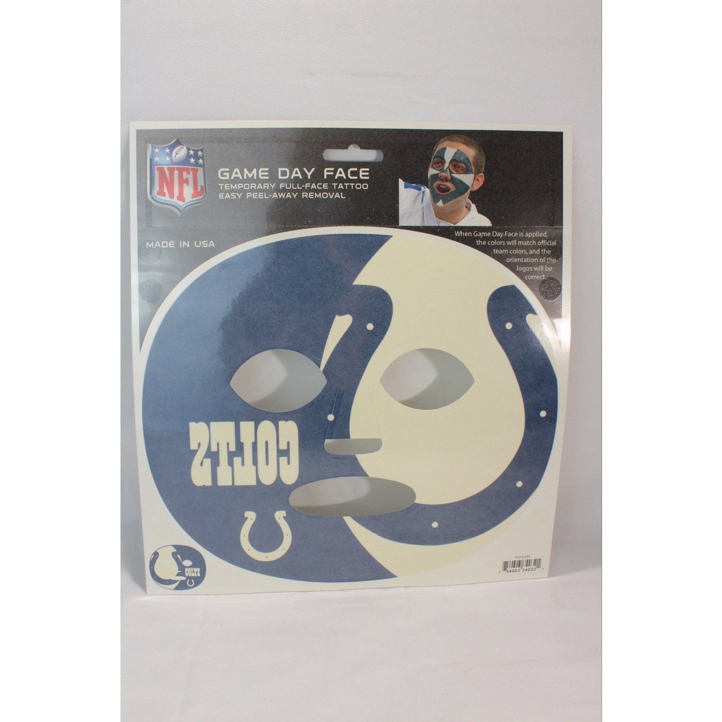 Indianapolis Colts Game Day Face Temporary Tattoo NFL Football Fan Tattoos