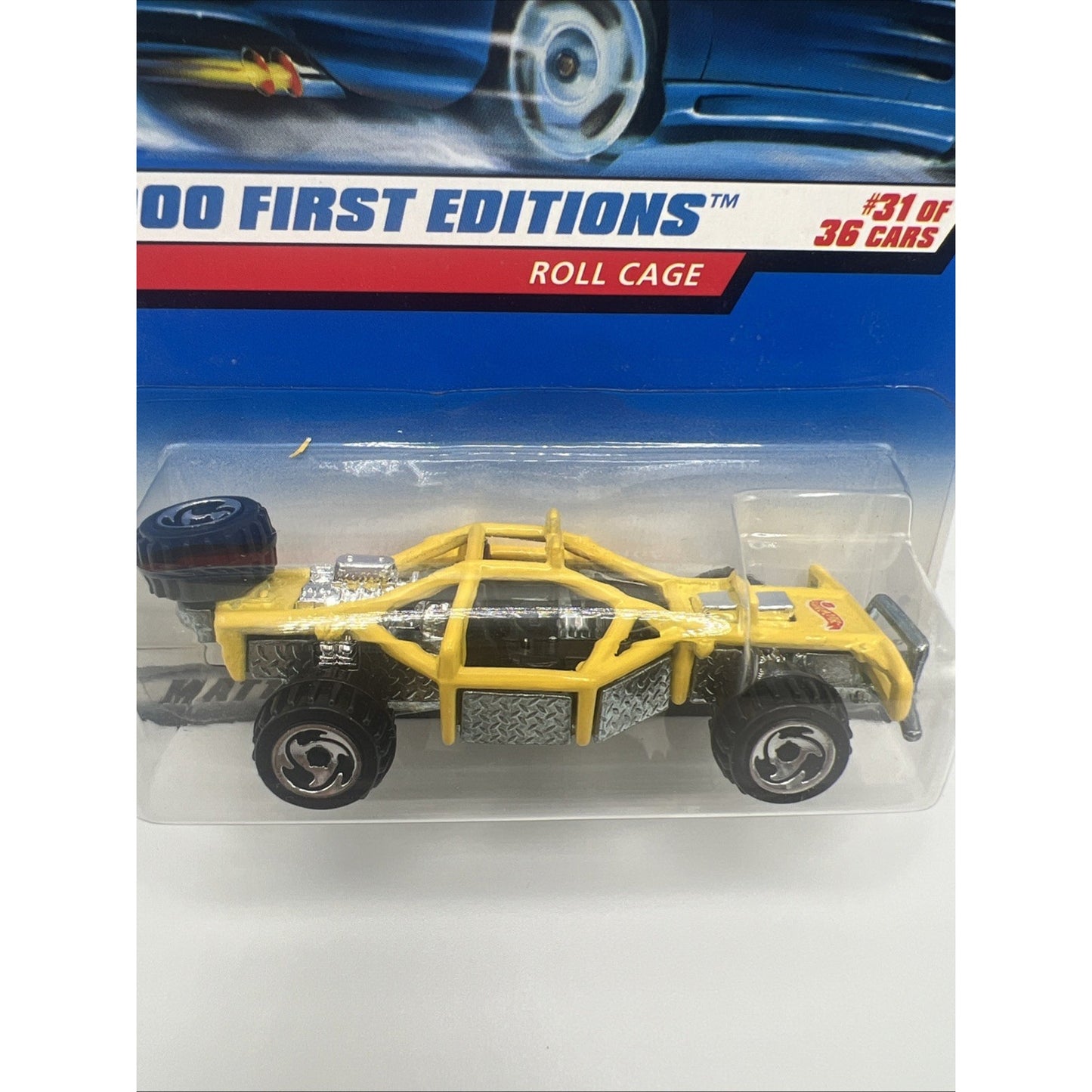 2000 Hot Wheels #91 First Editions 31/36 ROLL CAGE Yellow Steel Plate Die Cast