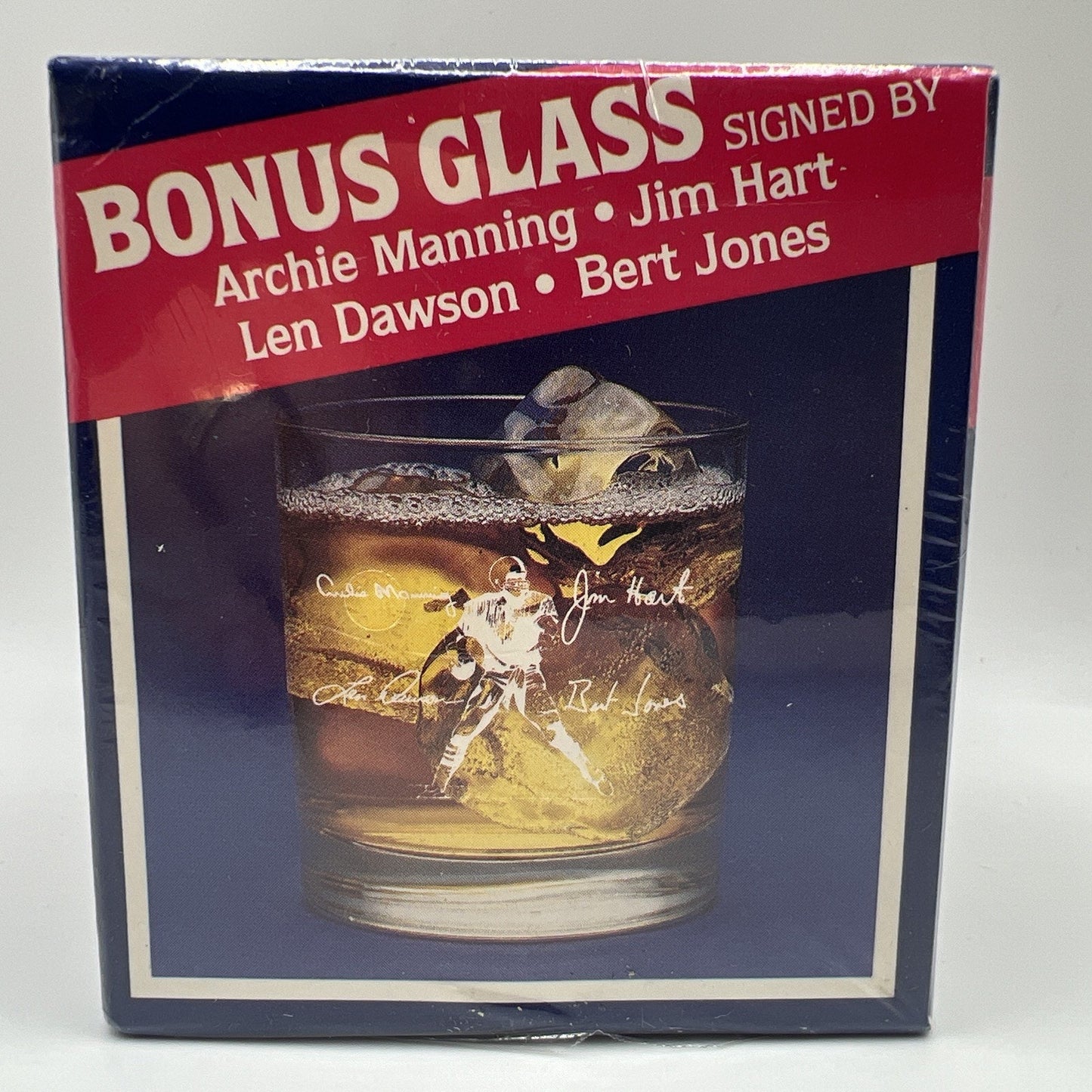 Seagrams VO Golden Quarterback Challenge Whiskey Bar Glass 1992 Rare NFL