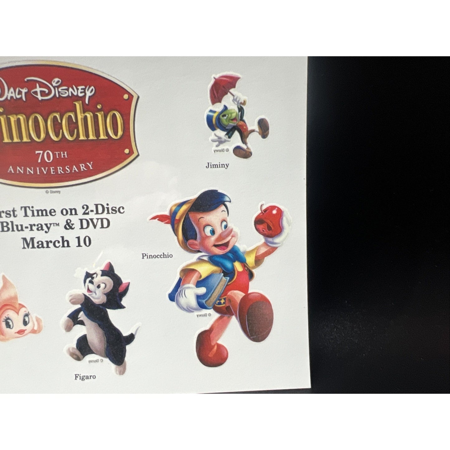 Walt Disney Pinocchio 70th Anniversary DVD Temporary Tattoo 6 Pack Rare Tattoos