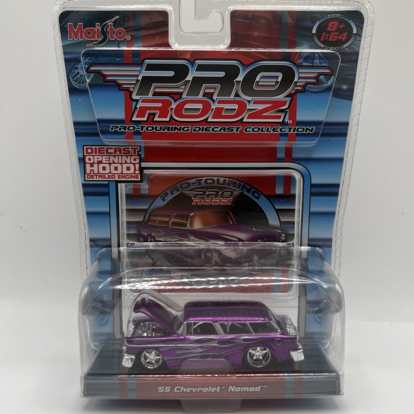 Maisto PRO RODZ 1:64 Diecast Car 1955 Chevy Nomad 2005 15478 Purple Flames
