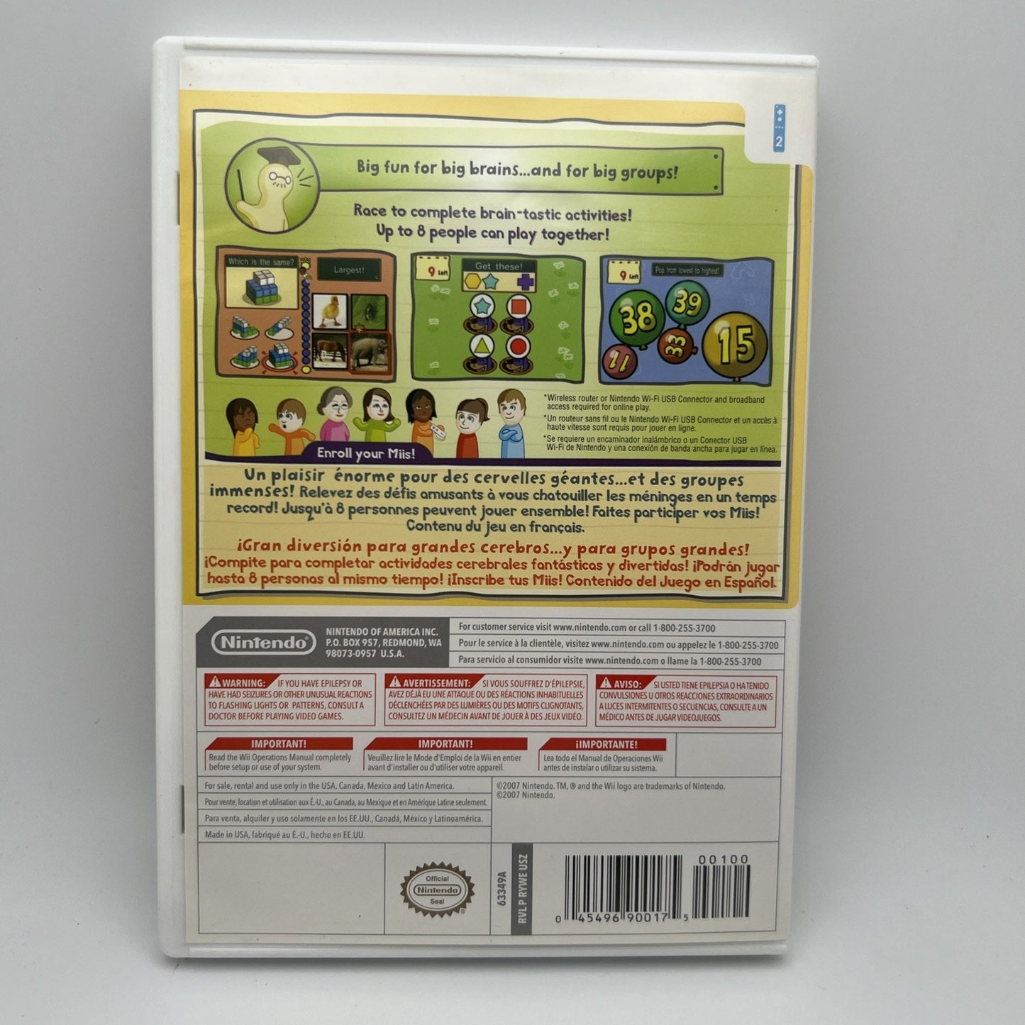 Big Brain Academy: Wii Degree (Nintendo Wii, 2007) Video Game Used With Case