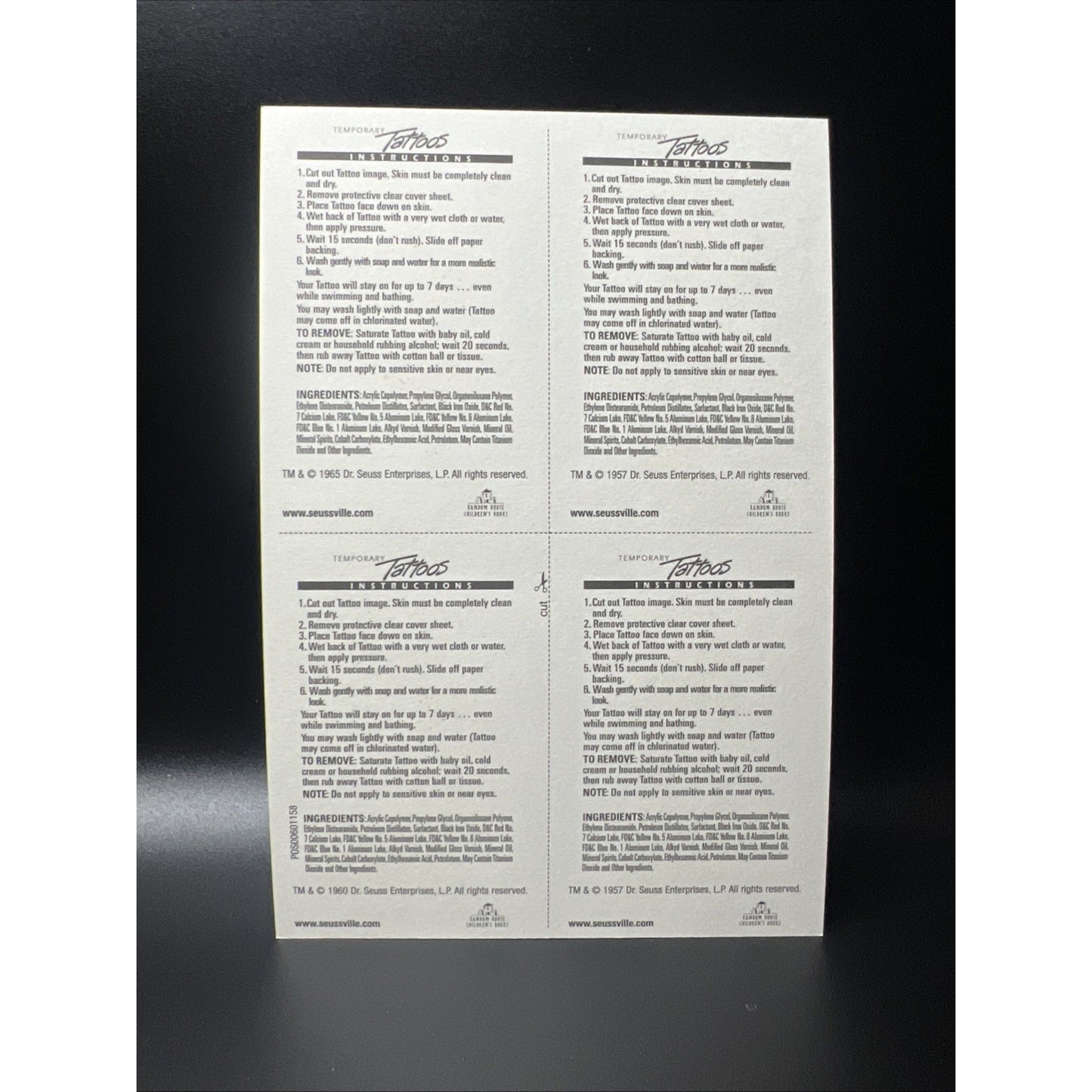 Christmas Dr Suess Temporary Tattoos 6 Sheets Grinch Cat In The Hat Party Pack