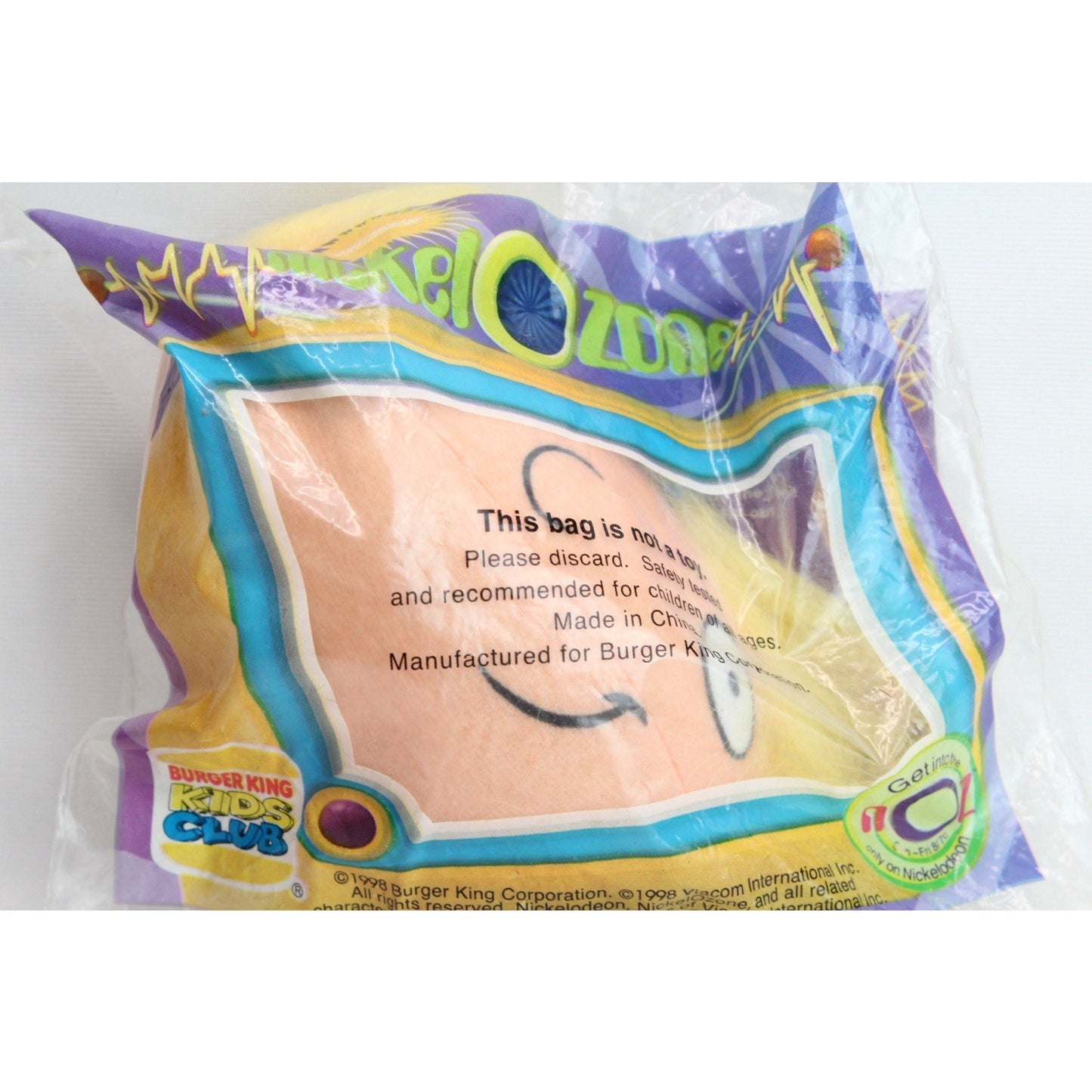 Hey Arnold Plush Head Burger King Kids Meal Nickelodeon 1998 Nickel-O-Zone Toy