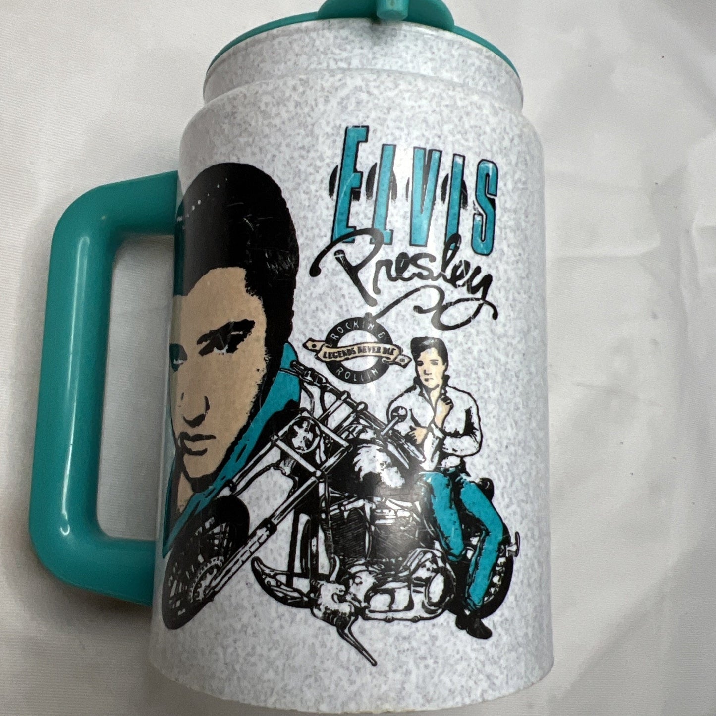 Vintage 1993 Elvis Presley Collectible Plastic Travel Mug With Lid Rare Find