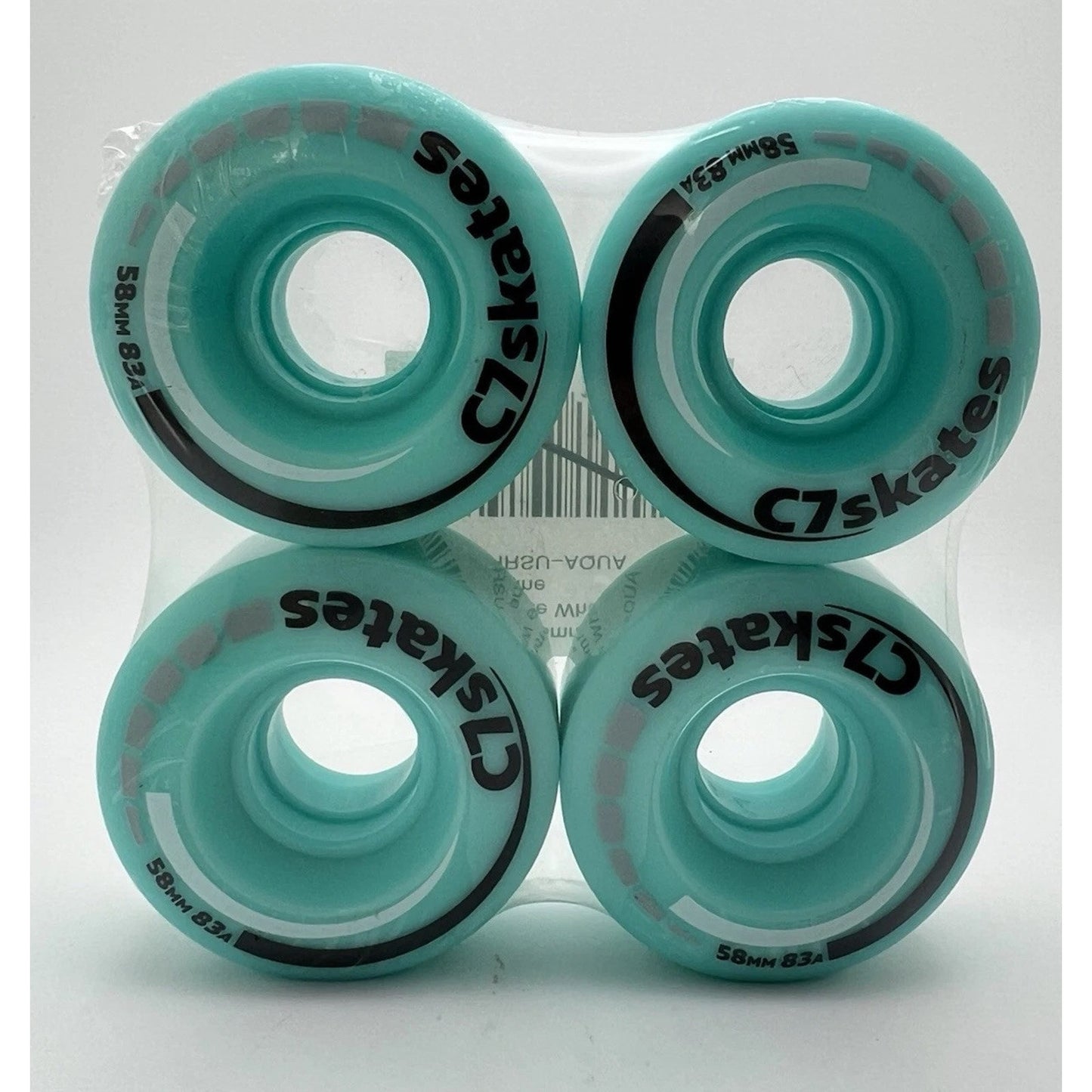 C7skates 58mm 83A Premium Quad Roller Skate Wheels Aquamarine Blue Set of 4 New