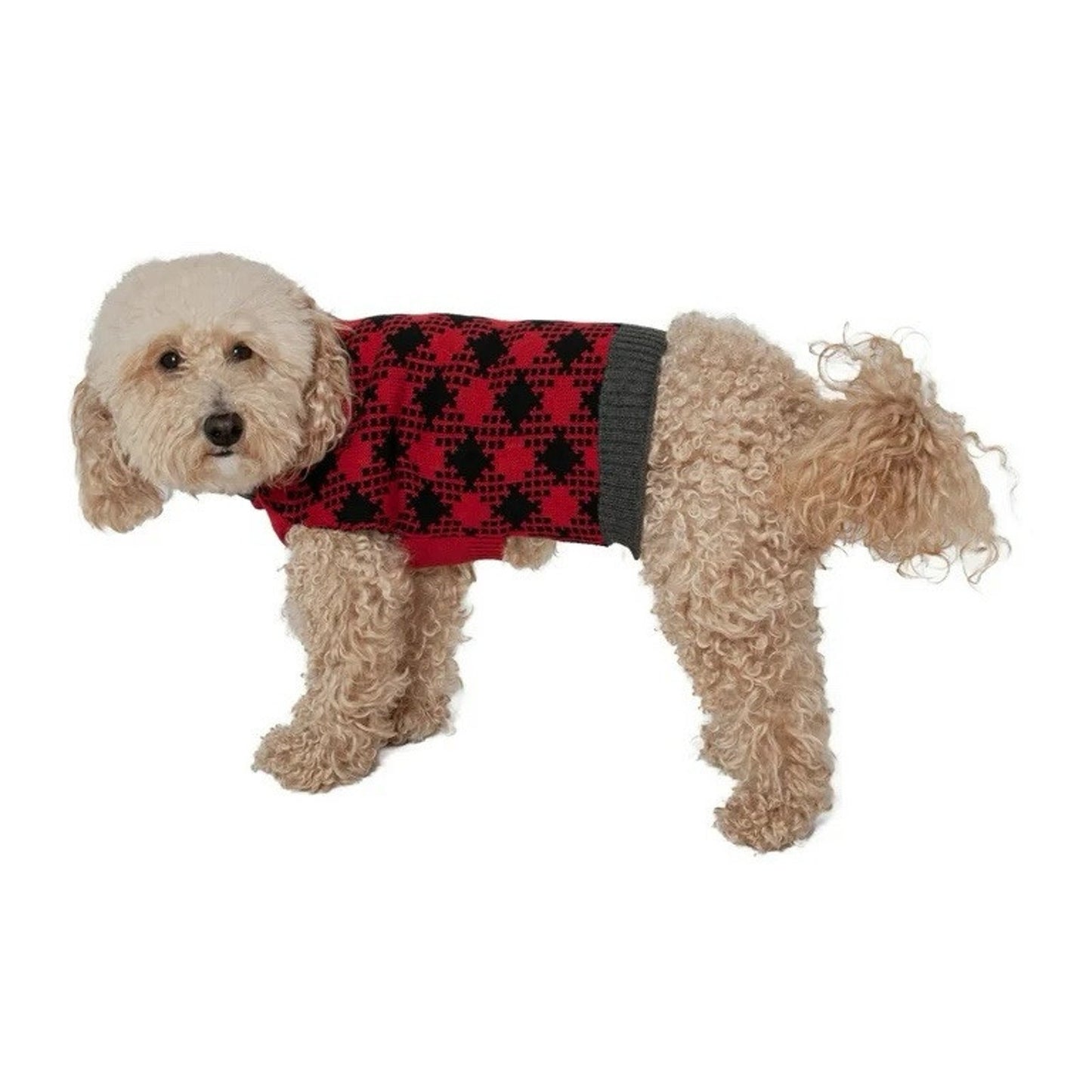 Vibrant Life Dog Pet Clothes Plaid Red Black Winter Apparel Sweater Size Small