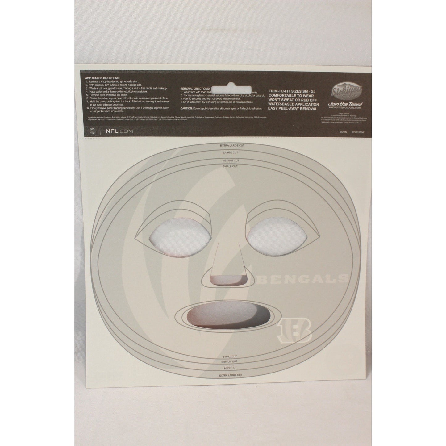 Cincinnati Bengals Game Day Face Temporary Tattoo NFL Football Fan Peel Off