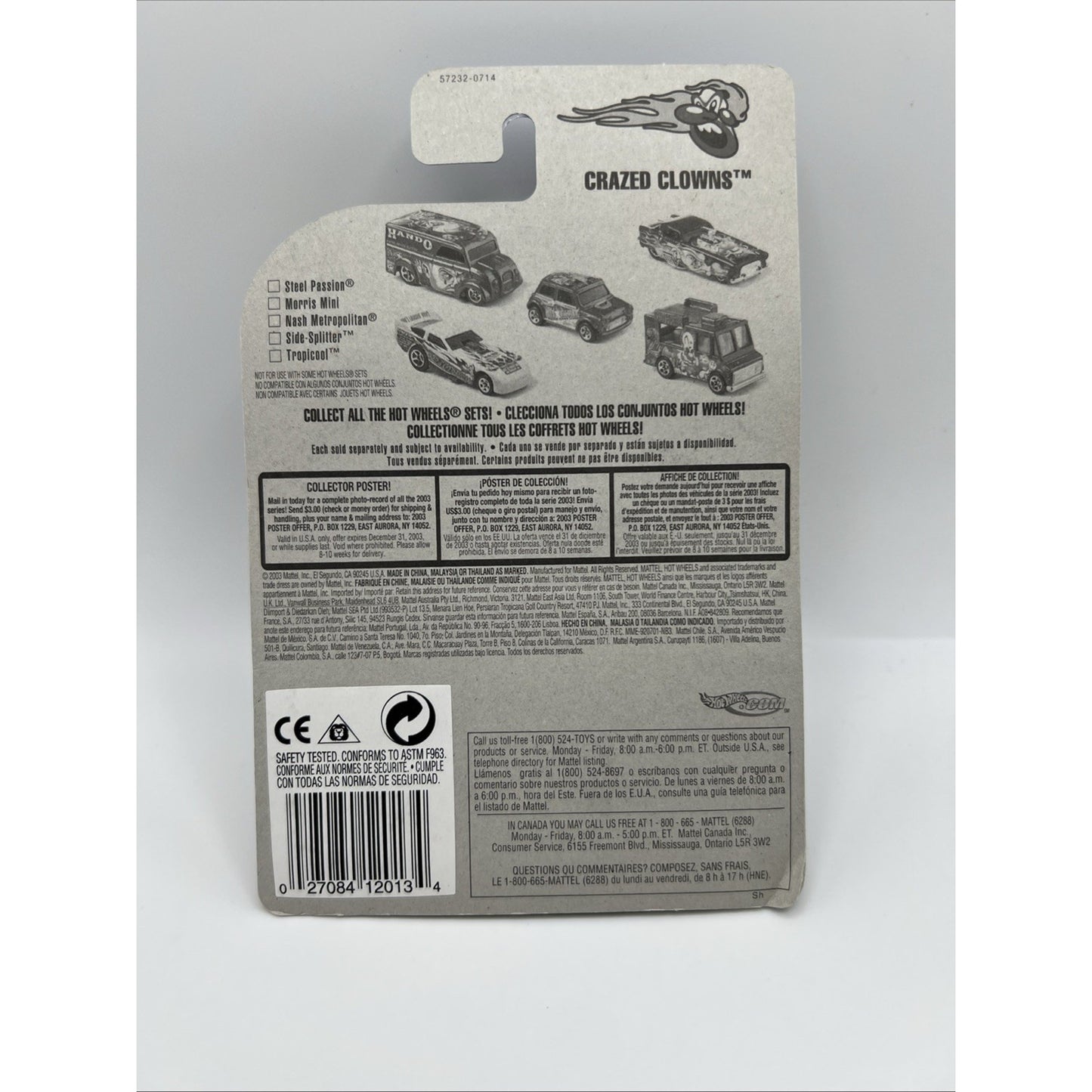 2003 Hot Wheels Crazed Clowns Steel Passion Blue 95 1995 Van Truck Diecast Clown